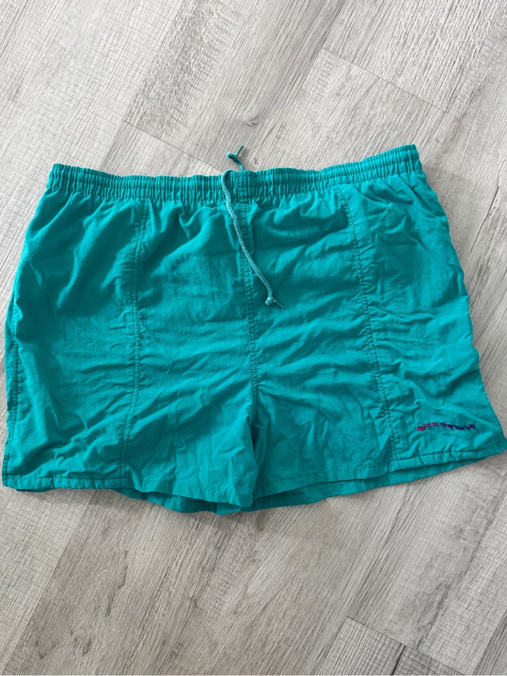 Vintage Pro Spirit Nylon Shorts Size L Teal Green 90s Swim Trunks Mesh Liner.